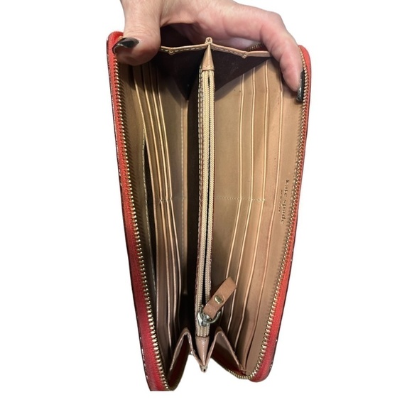 Kate Spade ♠️ Continental Zip-Around Wallet in Orange / Melon - Picture 4 of 5